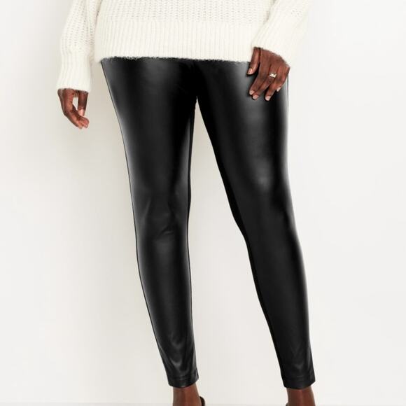 Old Navy black High-Waisted Faux-Leather Fashion Layering Leggings - Picture 6 of 13